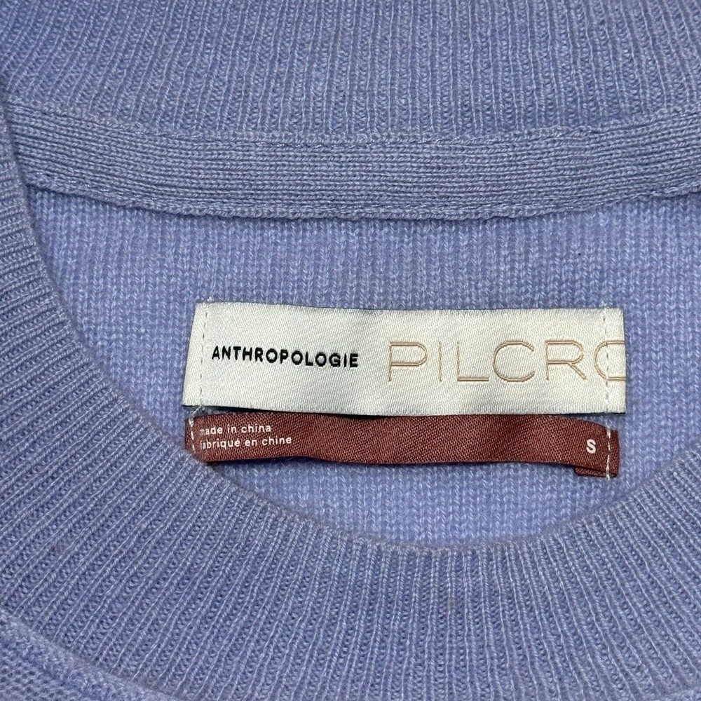 Pilcro Anthropologie ANGIE Seamed 100% Cashmere Knit Sweater Sz Small Lavender - Picture 8 of 14